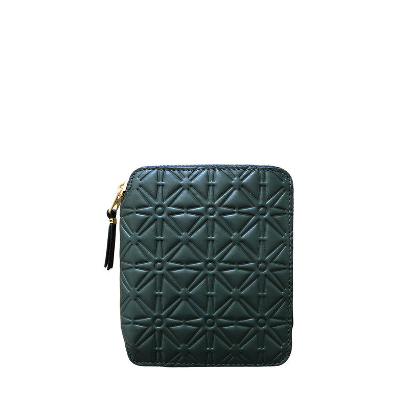 Bottle Green Embossed A Zipper Wallet