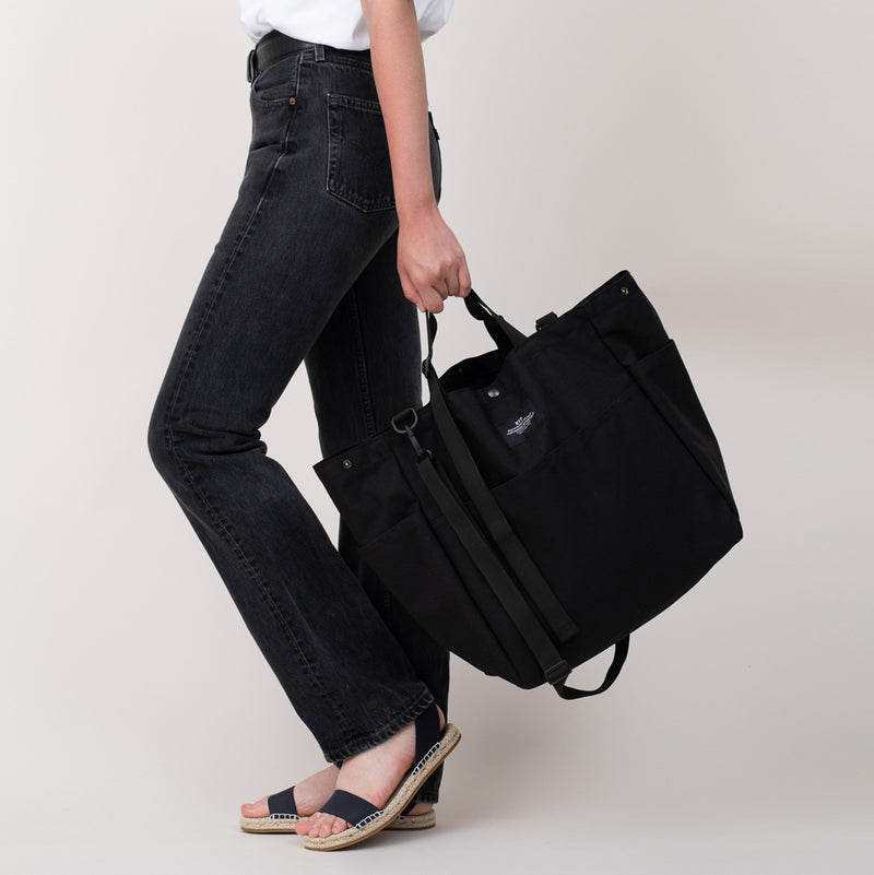 CARRY-ALL TOTE - BLACK NYLON CANVAS – BAGSINPROGRESS New York