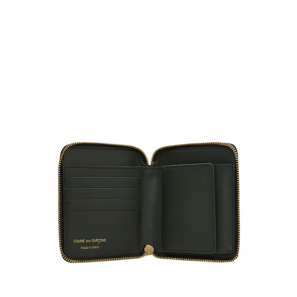 Bottle Green Embossed A Zipper Wallet